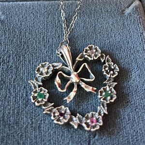 The Dearest Heart Pendant Sterling silver‎ real gems, vintage 1982 perfect gift
